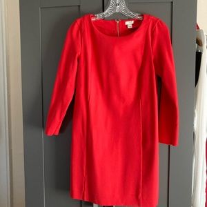 JCrew Red Ponte Mini Dress with long sleeves